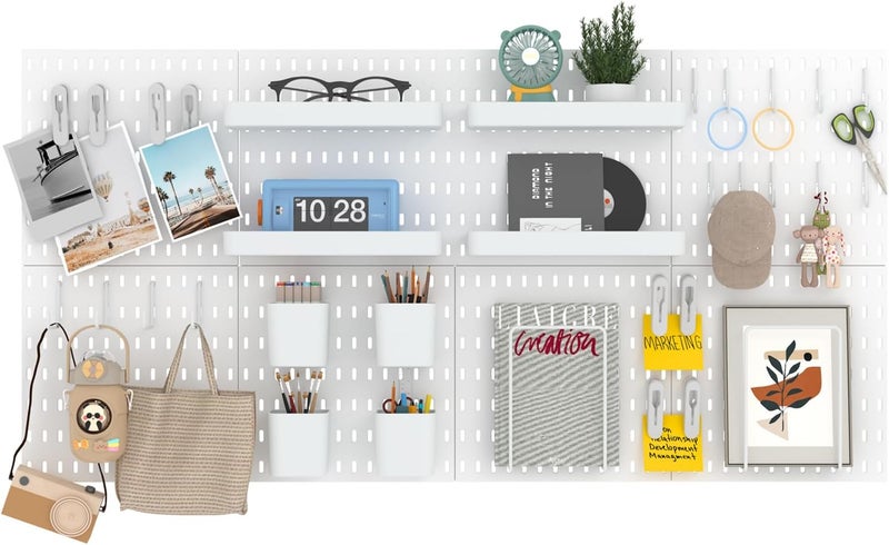 RIVTUN 8-Pack 22"x44" Plastic Pegboard Panels Durable Modular Organizer Boards for Wall Storage, Garage, Workshop & Craft Room – Lightweight & Easy to Install - Image 1